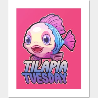 Tilapia Tuesday Fun Foodie Kawaii Fish Posters and Art